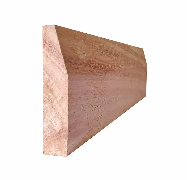 A piece of wood that looks like a triangle on a white background