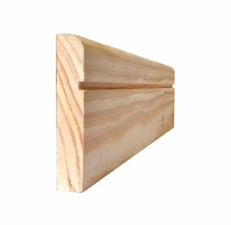 A close up of a piece of wood on a white background.