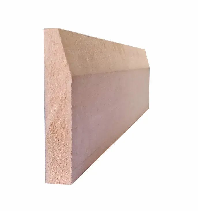 A piece of wood that looks like a triangle on a white background