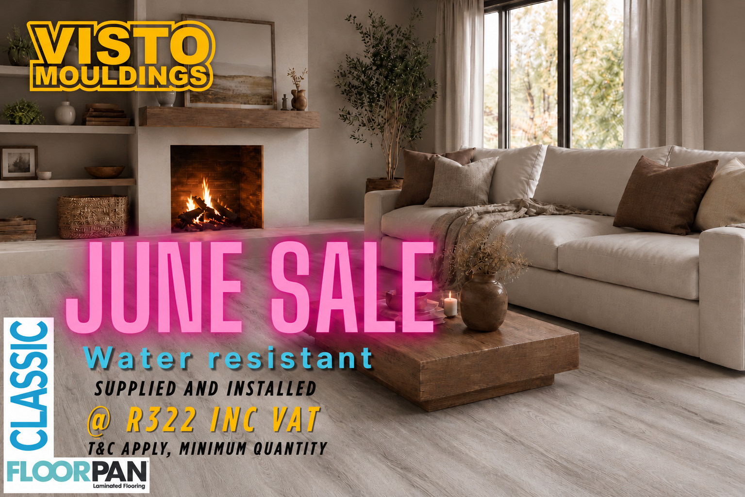 A massive sale of laminate flooring is being advertised