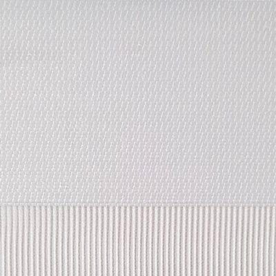 A close up of a white fabric with a striped border.