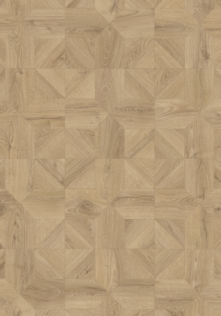 A close up of a wooden floor with a geometric pattern.
