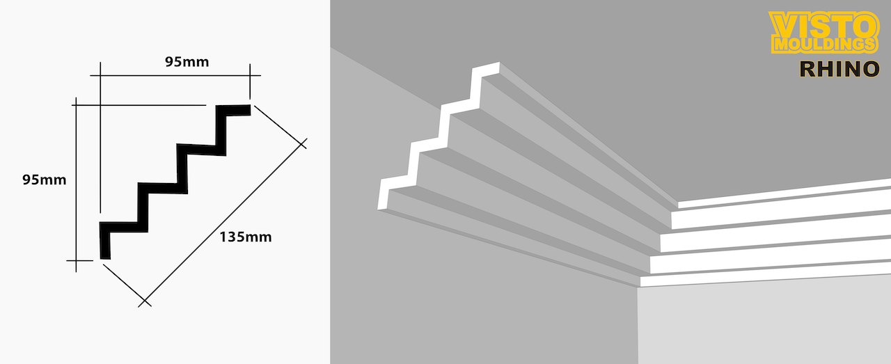 A picture of a staircase and a picture of a cornice.