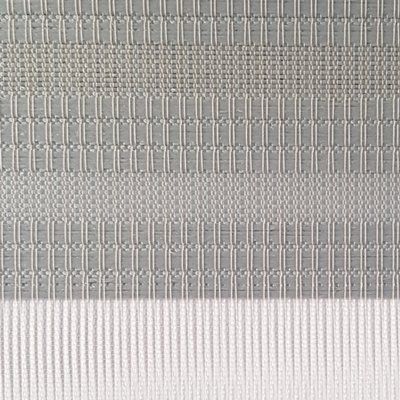 A close up of a gray and white striped fabric.