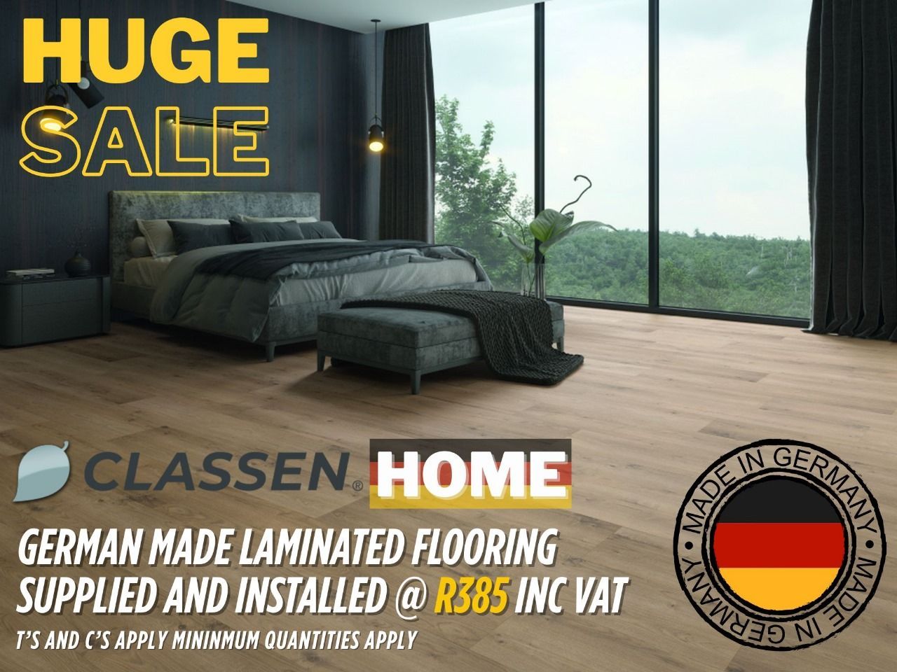 A massive sale of laminate flooring is being advertised