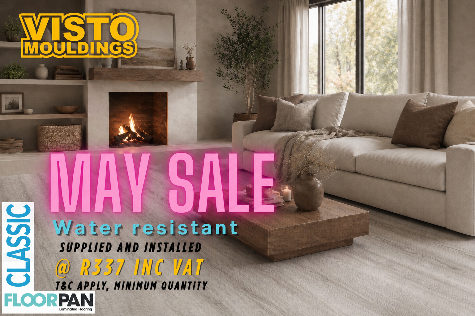 A massive sale of laminate flooring is being advertised