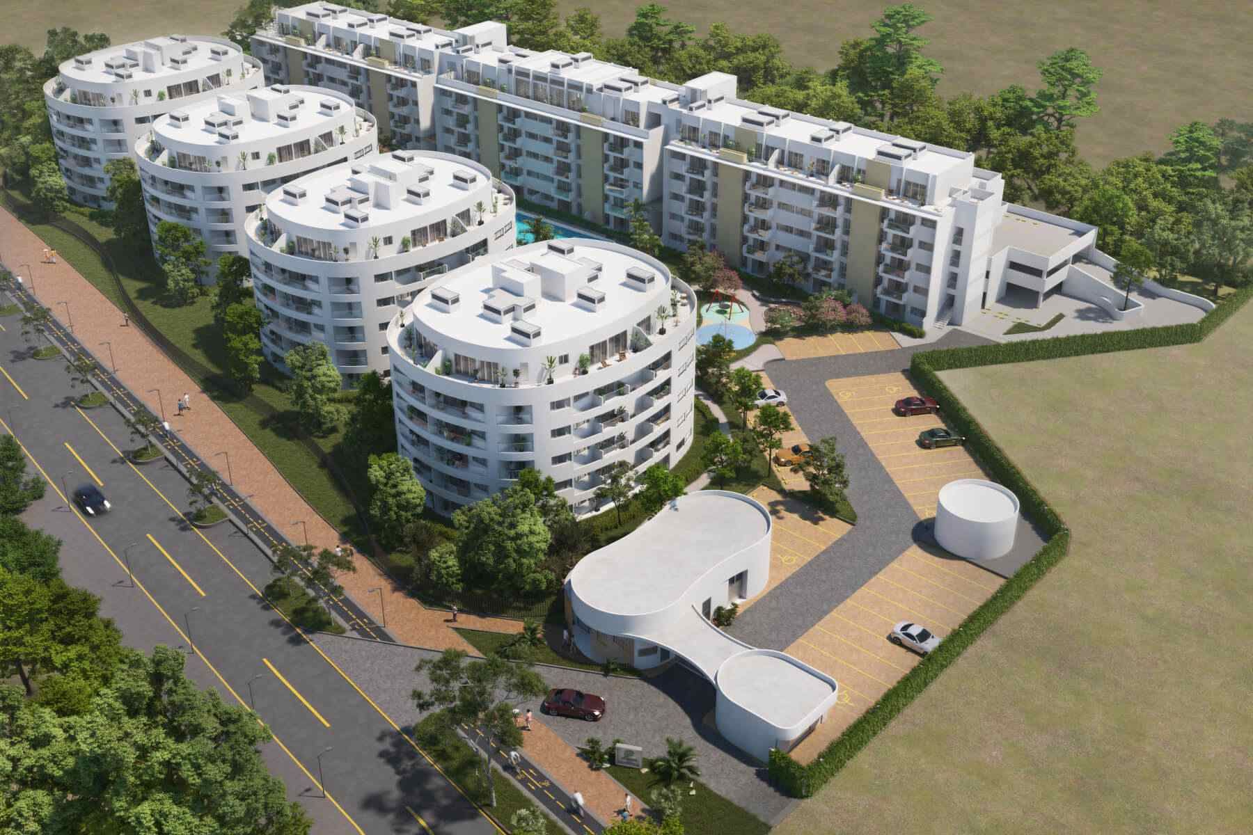 Una vista aérea de una zona residencial con muchos edificios