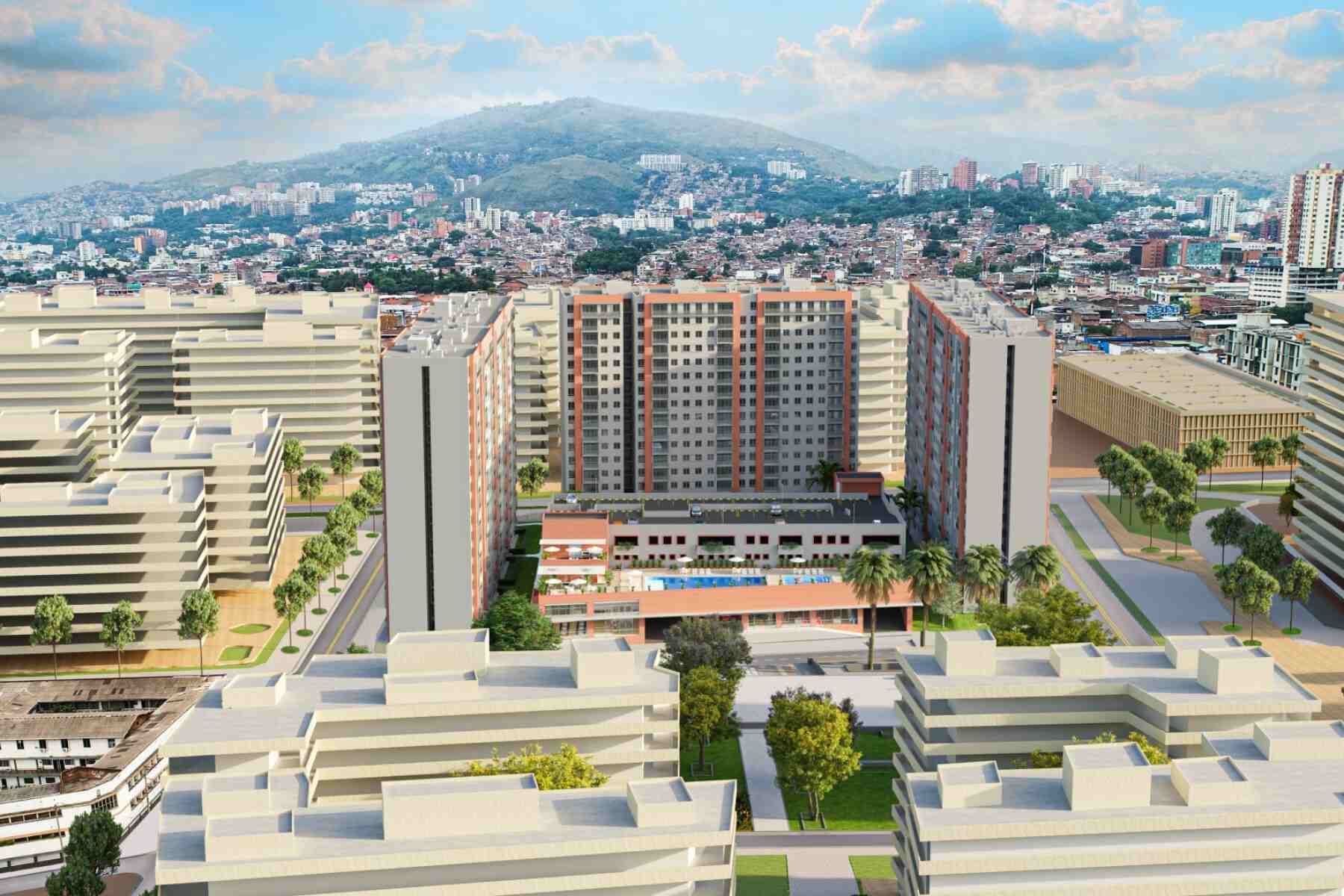 Una vista aérea de una ciudad con muchos edificios y árboles.