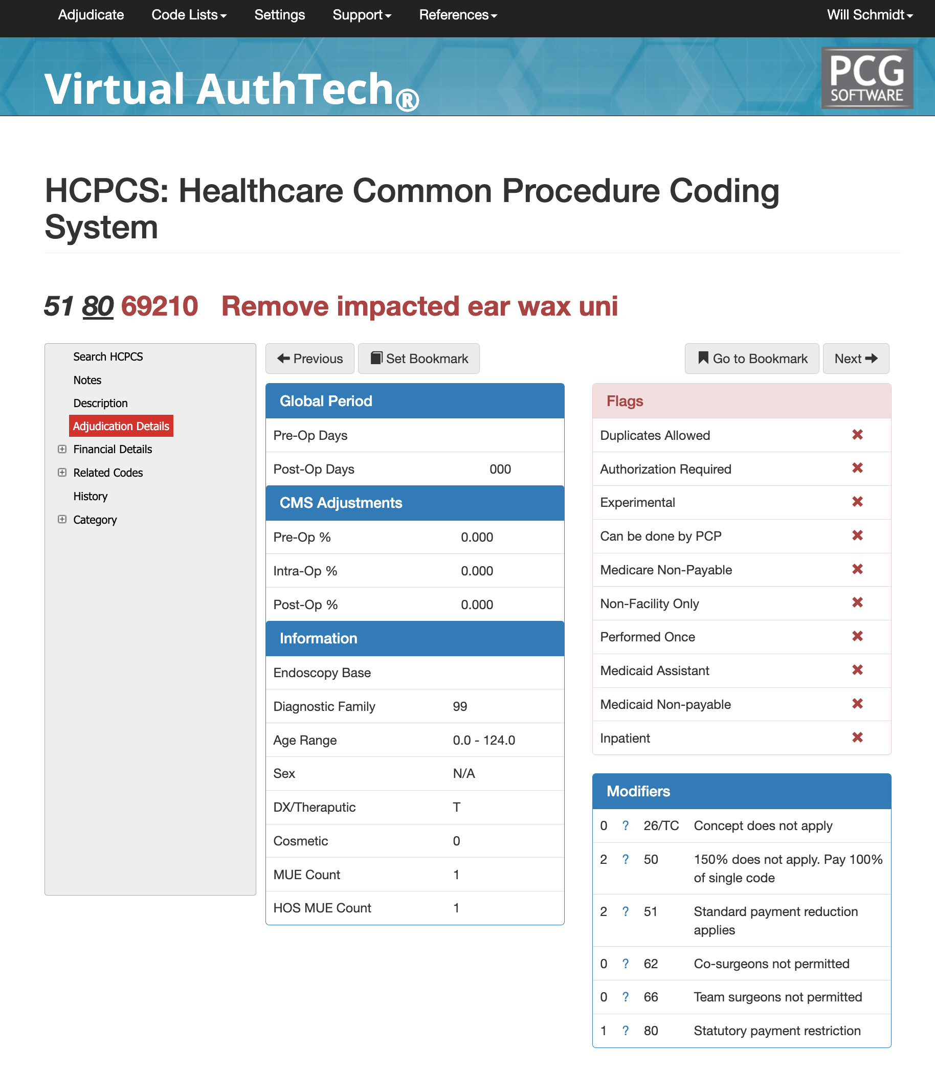 cpt code 69210,69210 adjudication details