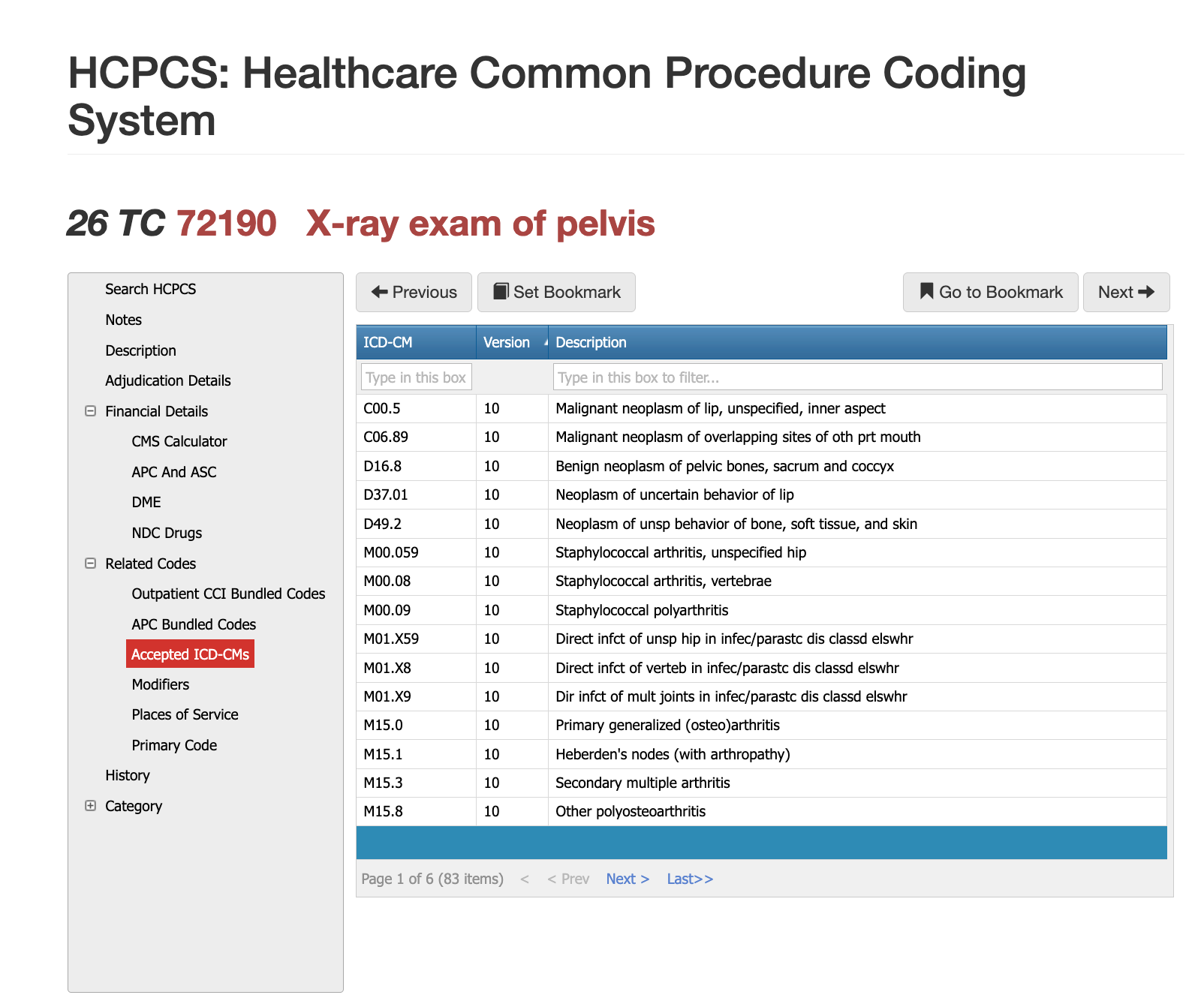 72190 cpt code cms payment