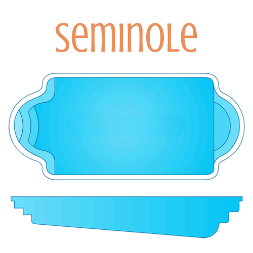 Blue Seminole swimming pool diagram with integrated steps.