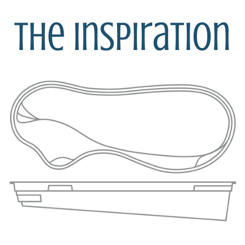 Diagram of a freeform pool design, top view and side profile, labeled