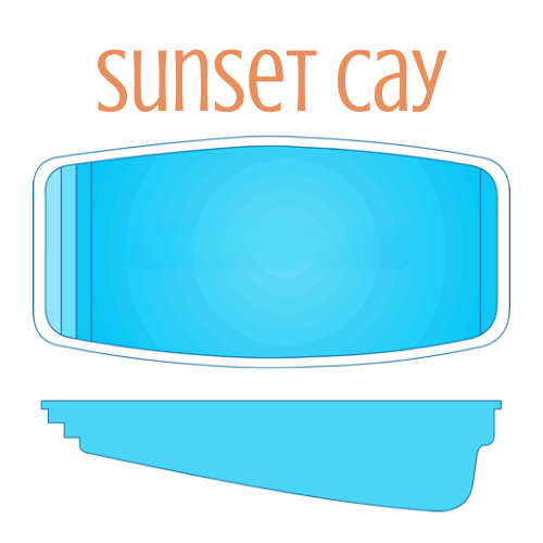 Diagram of a pool with steps, labeled