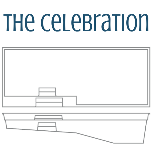 Diagram of a swimming pool design labeled