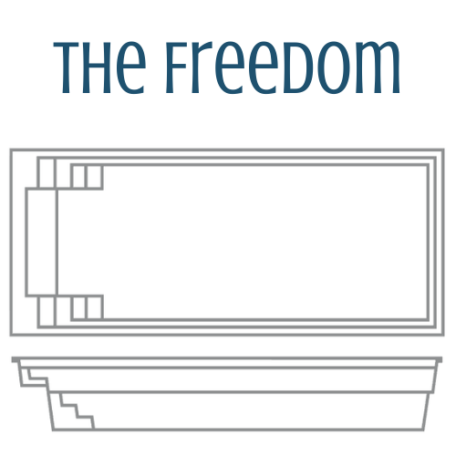 Line drawing of a rectangular swimming pool labeled