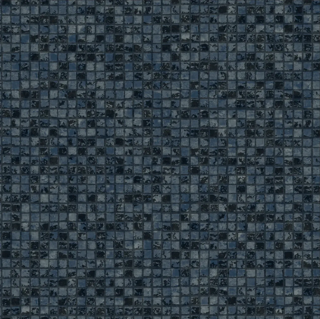 Dark blue mosaic tile pattern.