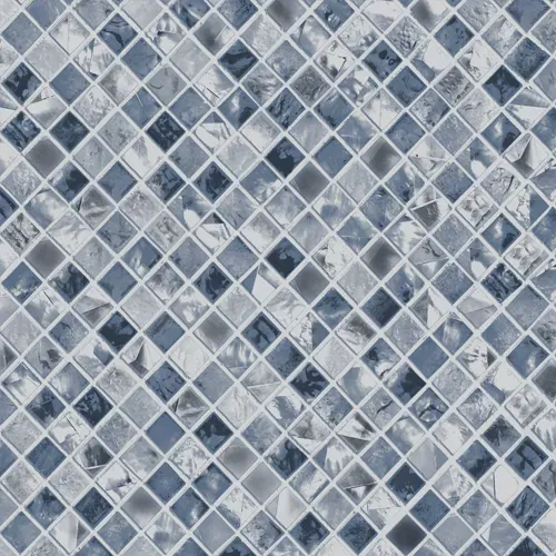 Blue and gray mosaic tile pattern.