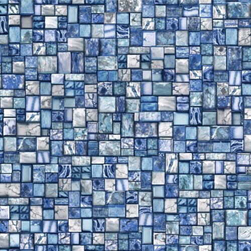 Blue and white mosaic tile pattern.