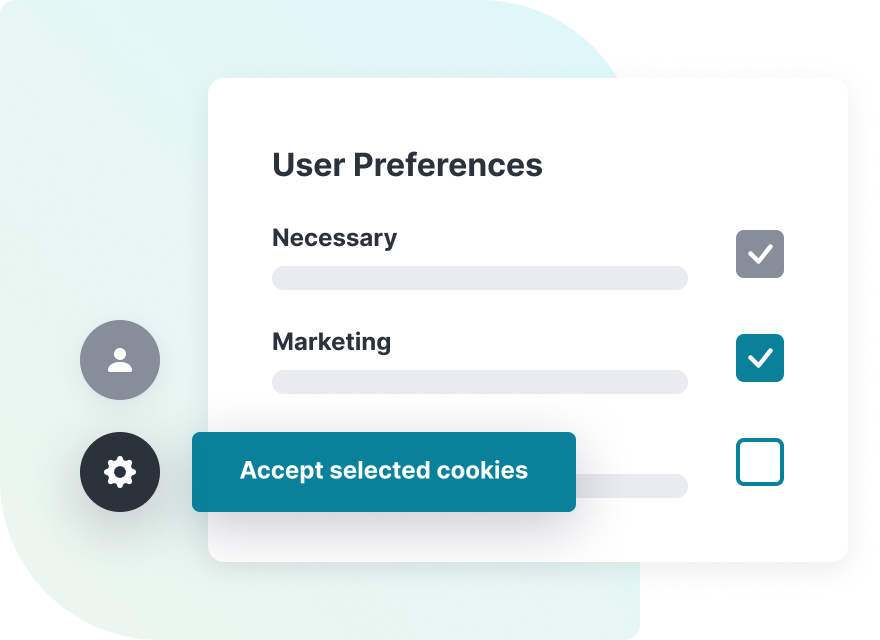 A minimalist illustration of a modal displaying user preferences for cookie consent.