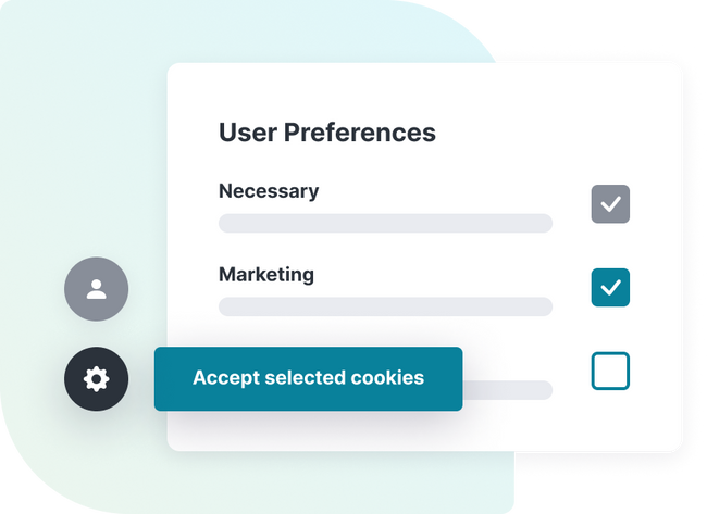 A minimalist illustration of a modal displaying user preferences for cookie consent.