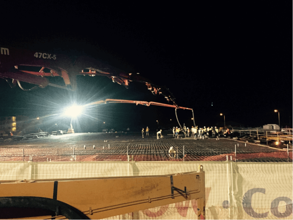 Construction Site At Night  — Concrete Pumping in Berrimah, NT