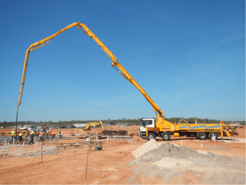 Yellow Pumping Truck  — Concrete Pumping in Berrimah, NT