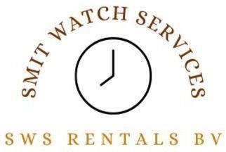 Logo voor Smit Watch Services SWS Rentals BV, met een rond klokpictogram met een korte lijn in het midden.