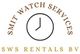 Logo voor Smit Watch Services SWS Rentals BV, met een rond klokpictogram met een korte lijn in het midden.