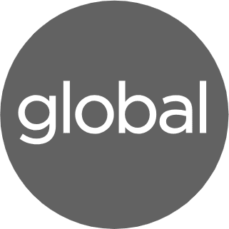 A gray circle with the word global in white letters