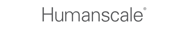 A blurred image of the word humanscale on a white background