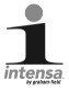 A black and white logo for a company called intensa.