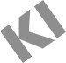 A gray k and i logo on a white background.