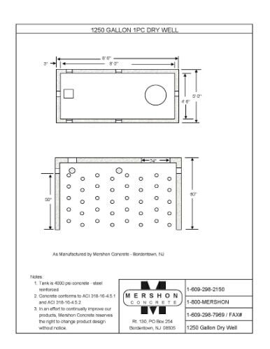 1250 Gallon 1pc Dry Well