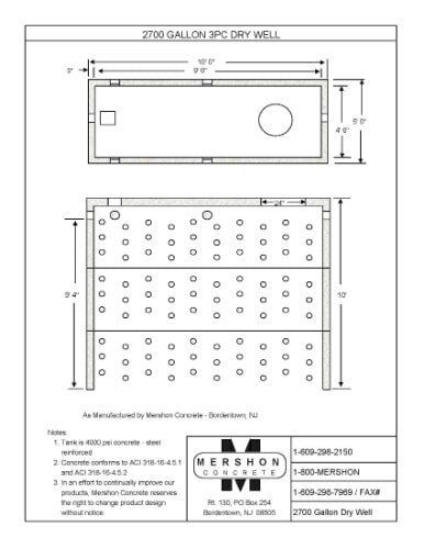 2700 Gallon 3PC Dry Well