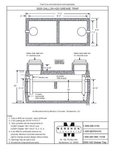 3000 Gallon h2o Grease Trap