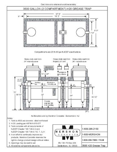 3500 (2 compartment) h2o Grease Trap