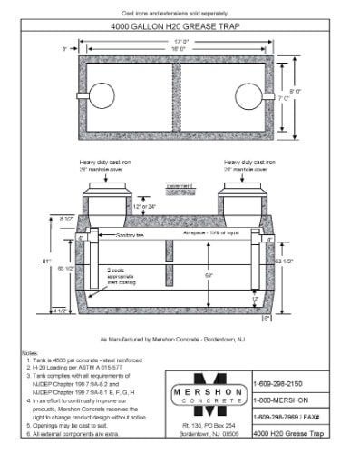 4000 Gallon h2o Grease Trap