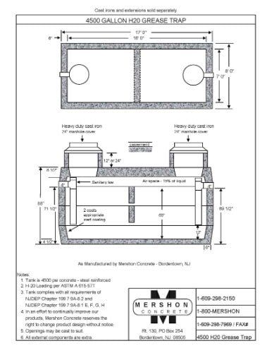 4500 Gallon h2o Grease Trap