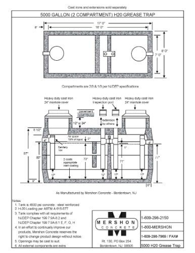 5000 Gallon (2 compartment) h2o Grease Trap