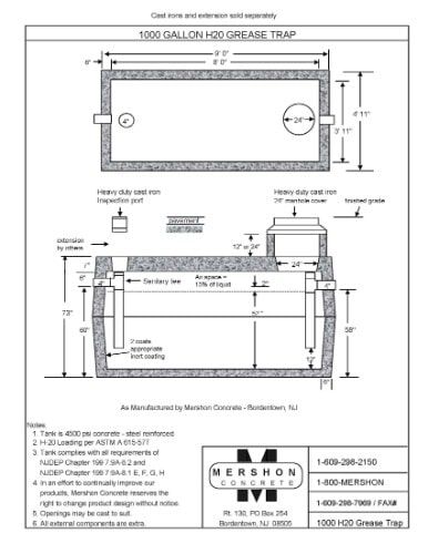 1000 Gallon h2o Grease Trap