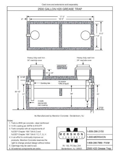 2500 Gallon h2o Grease Trap