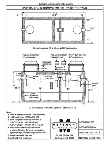 3500 Gallon (2Compartment) h2o septic Tank