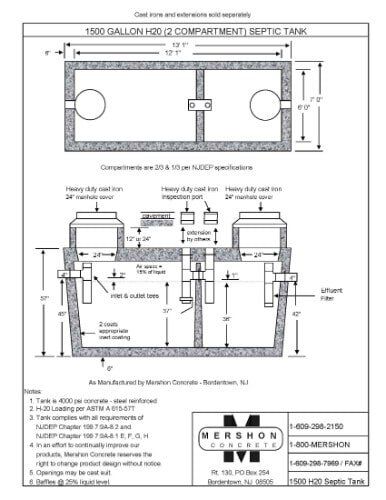 1500 Gallon (2Compartment) h2o septic Tank