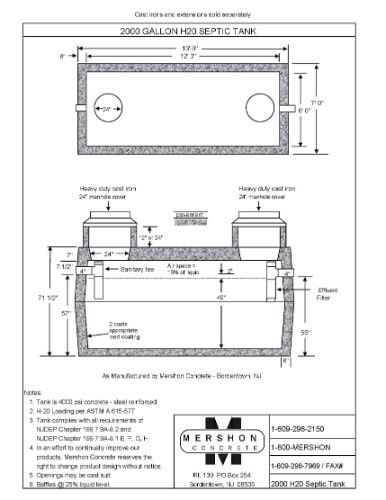 2000 Gallon h2o Septic Tank