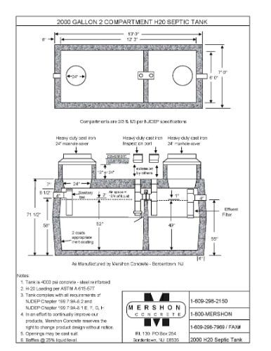 2000 Gallon (2Compartment) h2o septic Tank