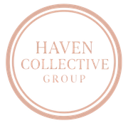 Haven Collective Group Pink circle logo with the words