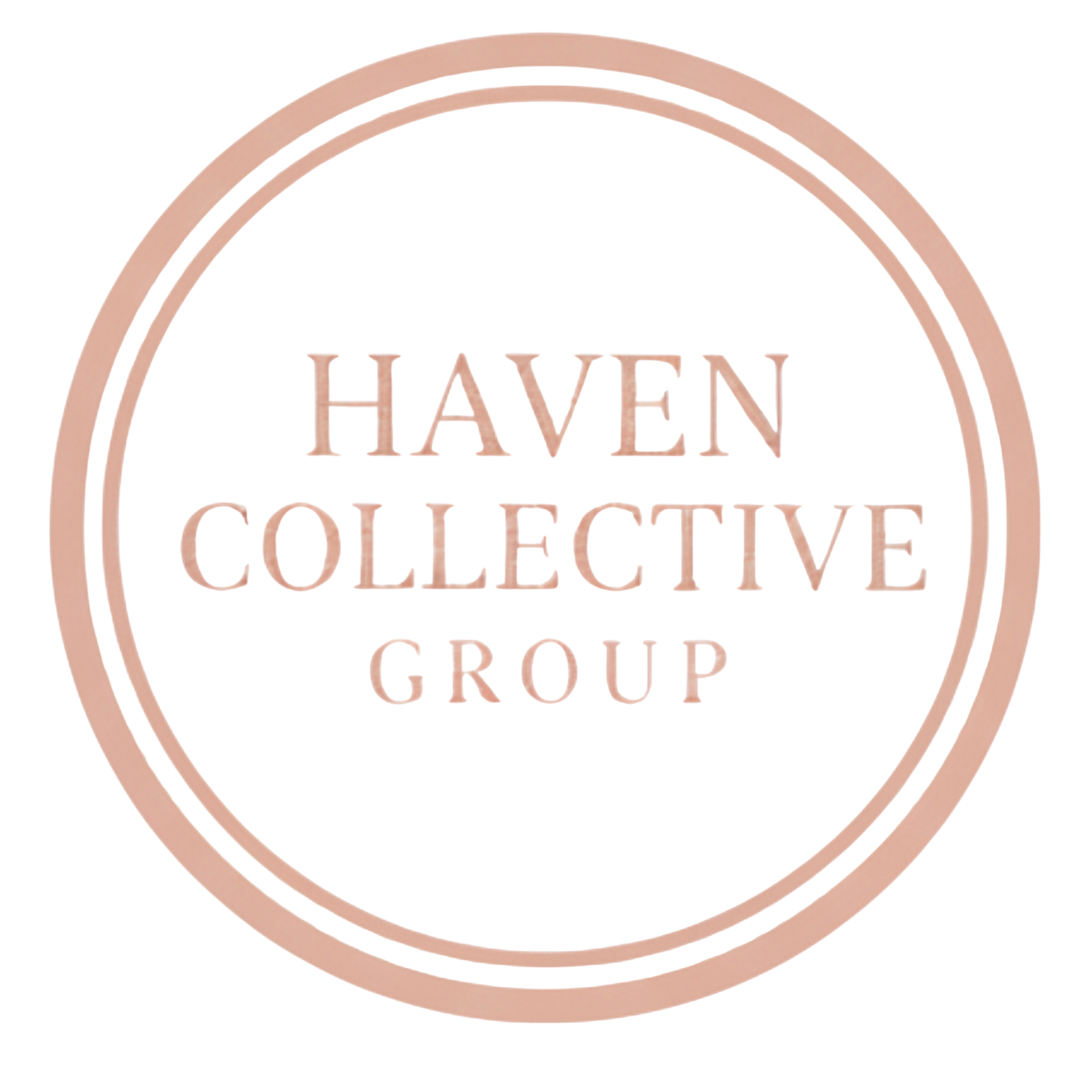 Haven Collective Group Pink circle logo with the words
