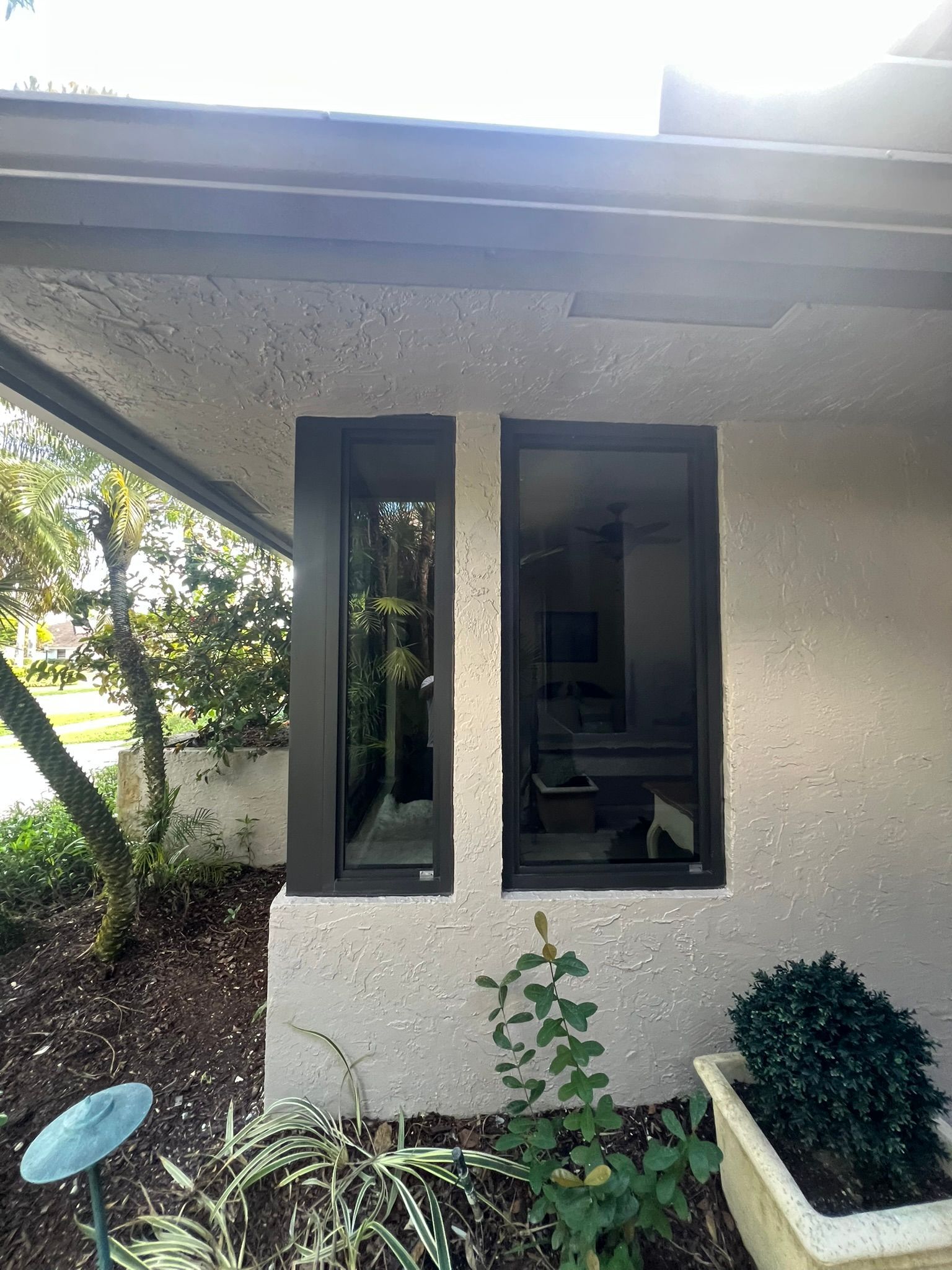 Exterior view Hurricane window bronze