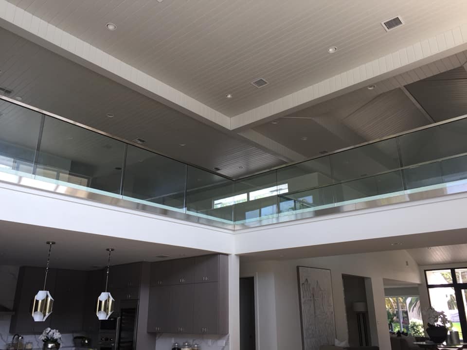 Boca Raton, FL -  Interior glass railing 