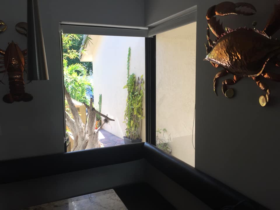 Hurricane window interior corner